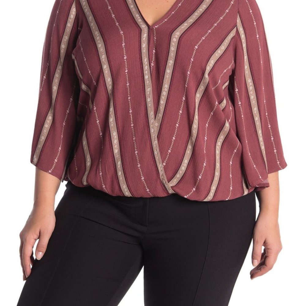 City Chic Floral Stripe Print  Top Size 14